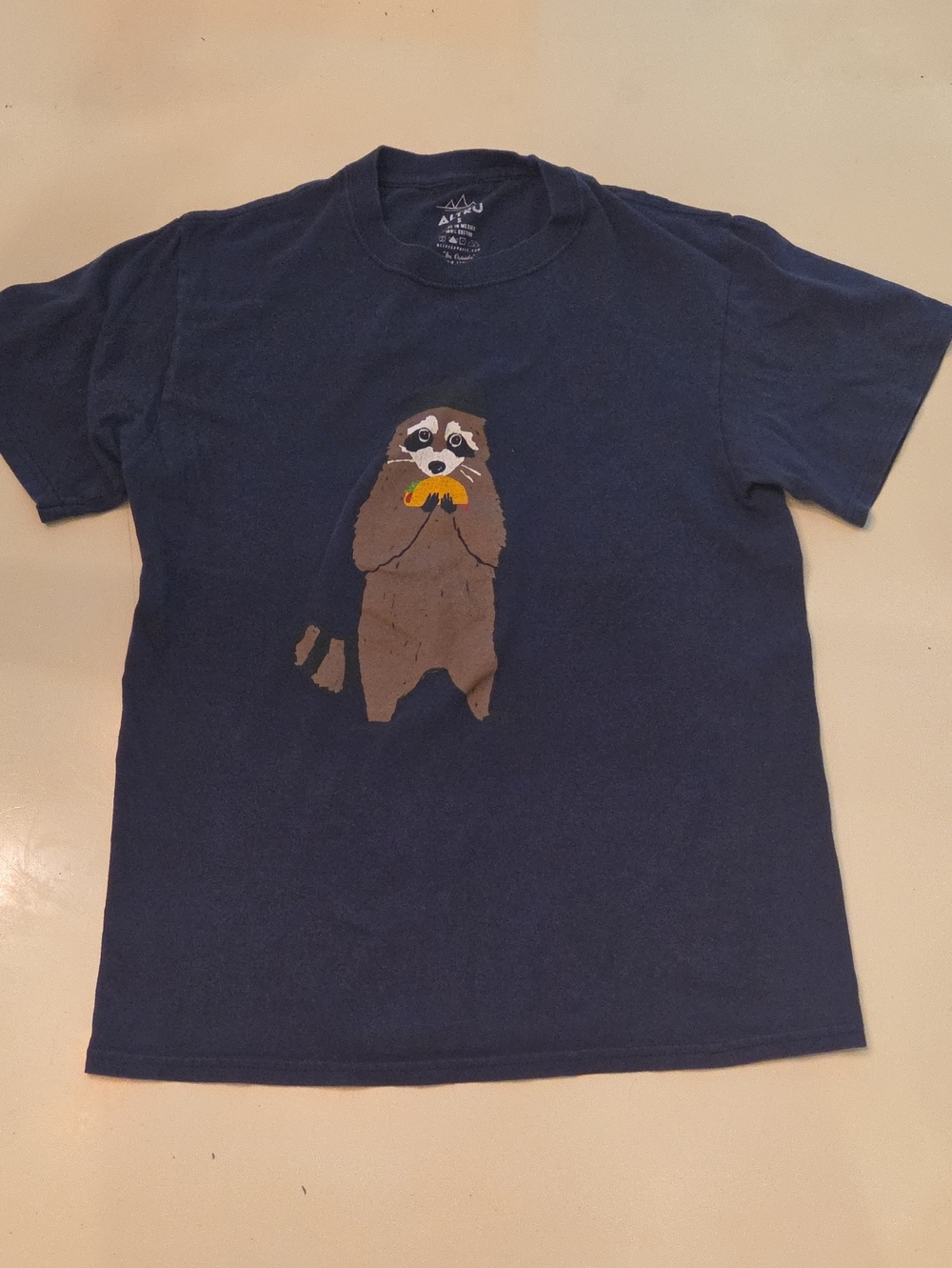 ALTRU Navy Blue Raccoon Eating Taco Graphic Tee S